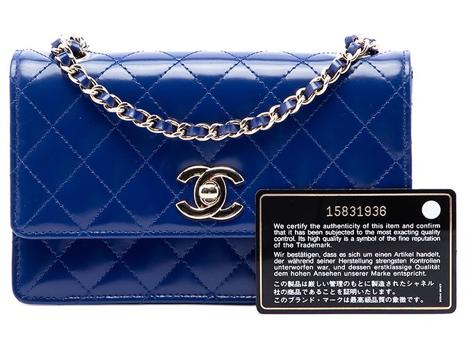 Chanel Blue CC Trapuntato Vernice Single Flap - vista 7