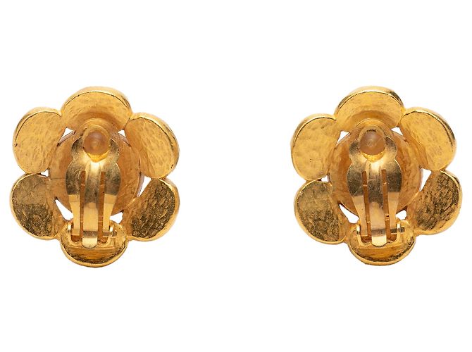 Orecchini Chanel Gold CC Bicolor Brass Flower Clip On - vista 2