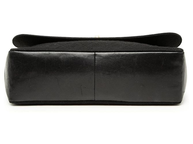 Chanel Black CC Quilted Jersey and Lambskin Trimmed Single Flap - view 3