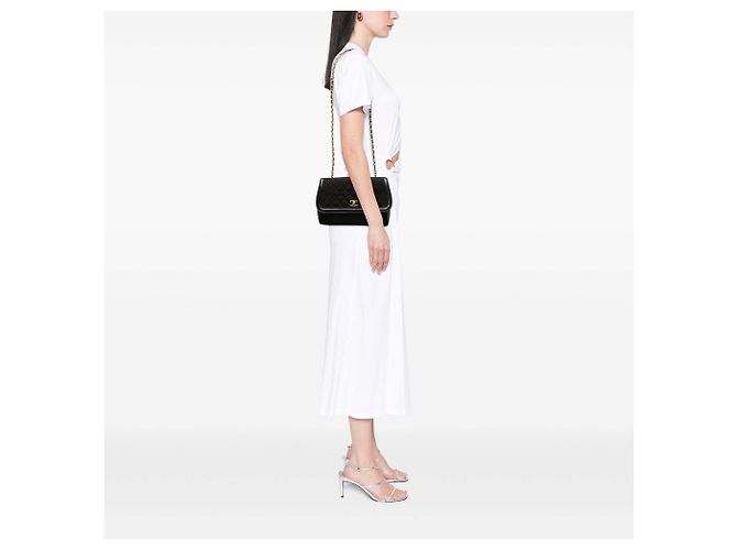 Chanel Black CC Quilted Jersey and Lambskin Trimmed Single Flap - view 7