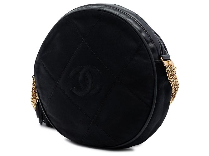 Chanel Black CC Quilted Satin Tassel Round Shoulder Bag - view 2