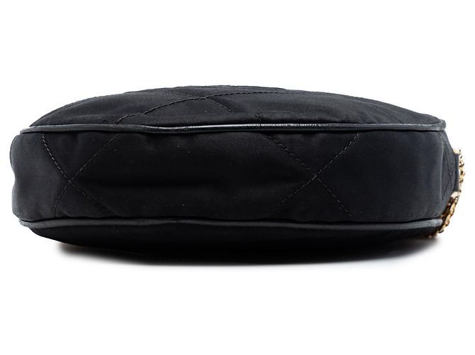 Chanel Black CC Quilted Satin Tassel Round Shoulder Bag - view 3