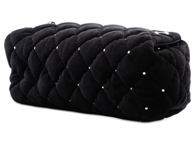 Clutch de pulso Chanel Black CC em veludo matelassê e cristal Preto - vista 2
