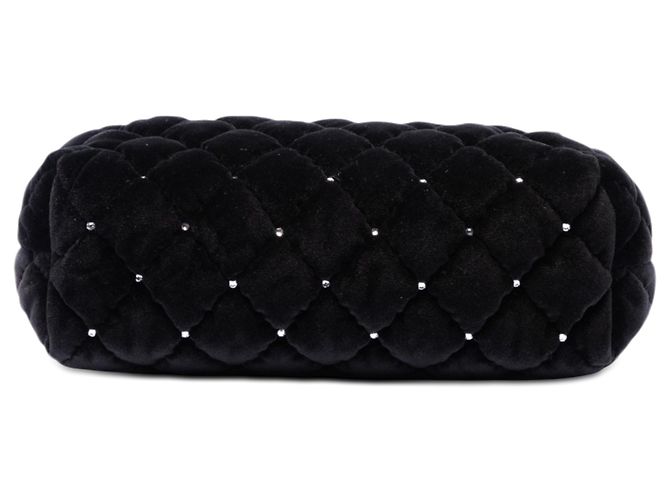 Clutch de pulso Chanel Black CC em veludo matelassê e cristal Preto - vista 3