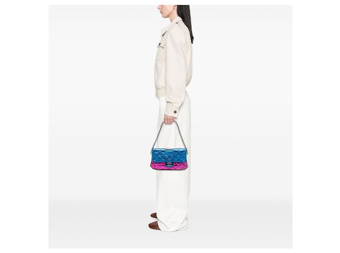 Borsa Chanel Multi Multicolor Quilted Metallic Calfskin Modern Chain Flap Frame Bag Multicolore - vista 6