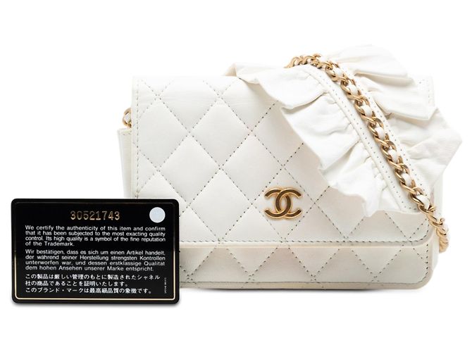 Wallet On Chain Portafoglio con catena Chanel White Quilted Lambskin Romance Bianco - vista 7
