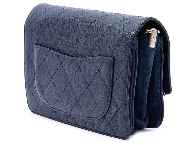 Lady Coco Flap Chanel Blue CC Stitched Caviar e Suede Blu scuro - vista 2