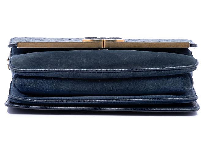 Lady Coco Flap Chanel Blue CC Stitched Caviar e Suede Blu scuro - vista 3