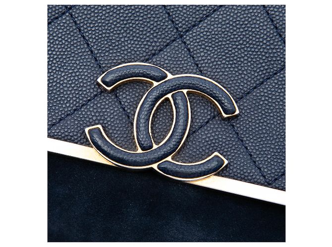 Lady Coco Flap Chanel Blue CC Stitched Caviar e Suede Blu scuro - vista 5