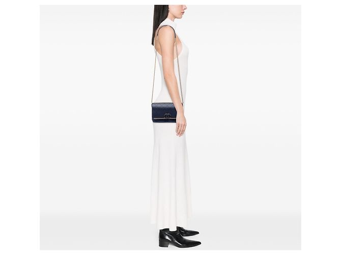 Lady Coco Flap Chanel Blue CC Stitched Caviar e Suede Blu scuro - vista 6