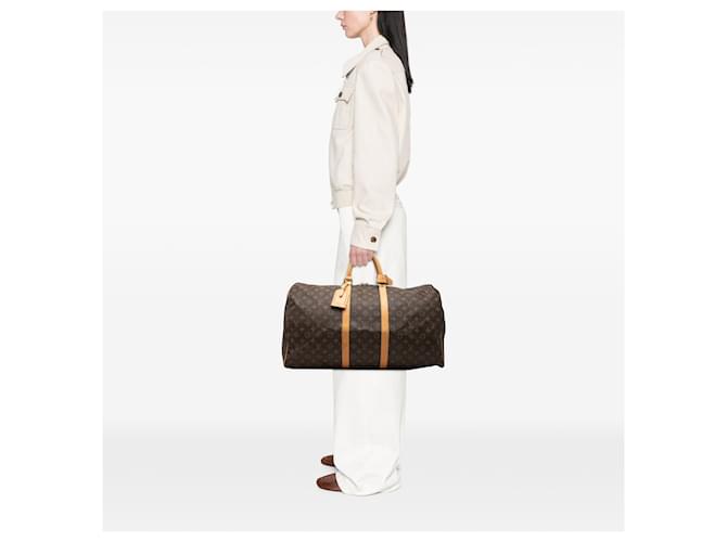 Louis Vuitton Marrone Monogram Keepall 55 - vista 9