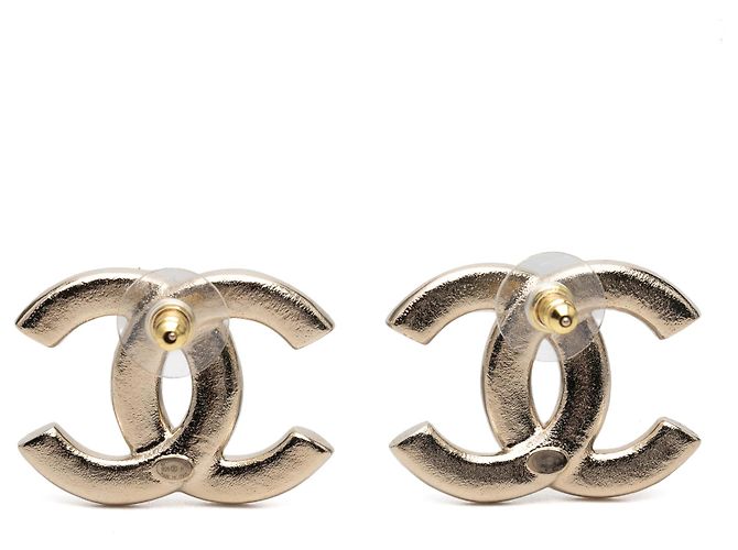 Chanel Gold CC vergoldete Strass-Ohrstecker mit Kunstperlen Golden - Ansicht 2