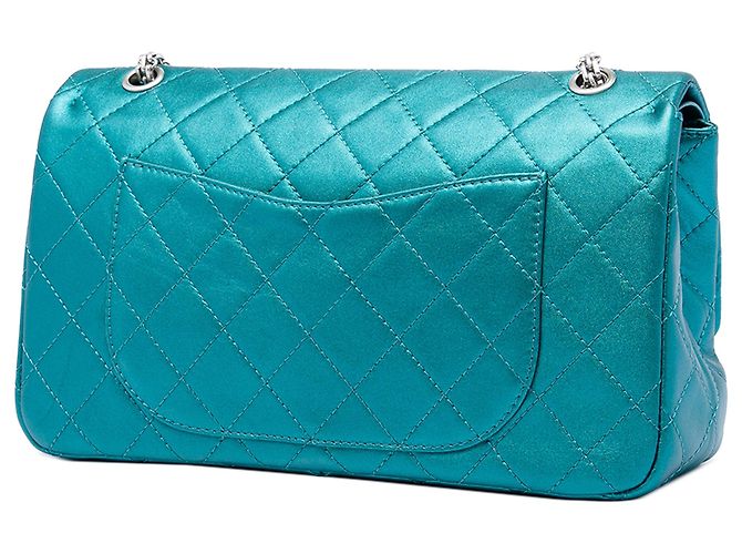 Chanel Blue Quilted Metallic Calfskin Reissue 2.55 Flap 227 Turchese - vista 2