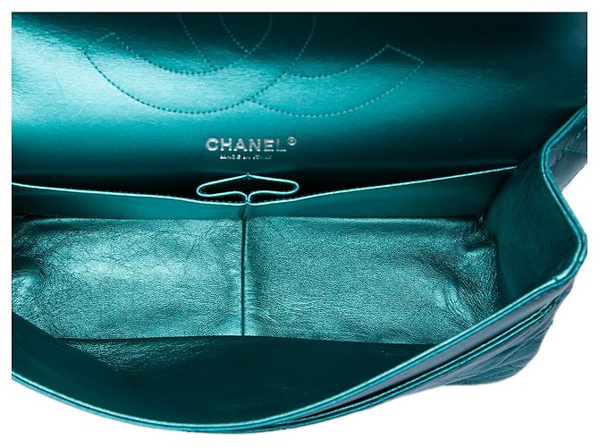 Chanel Blue Quilted Metallic Calfskin Reissue 2.55 Flap 227 Turchese - vista 4