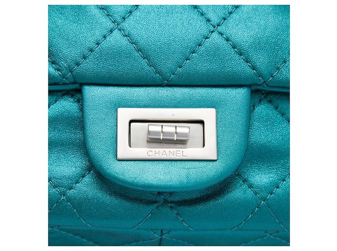 Chanel Blue Quilted Metallic Calfskin Reissue 2.55 Flap 227 Turchese - vista 5