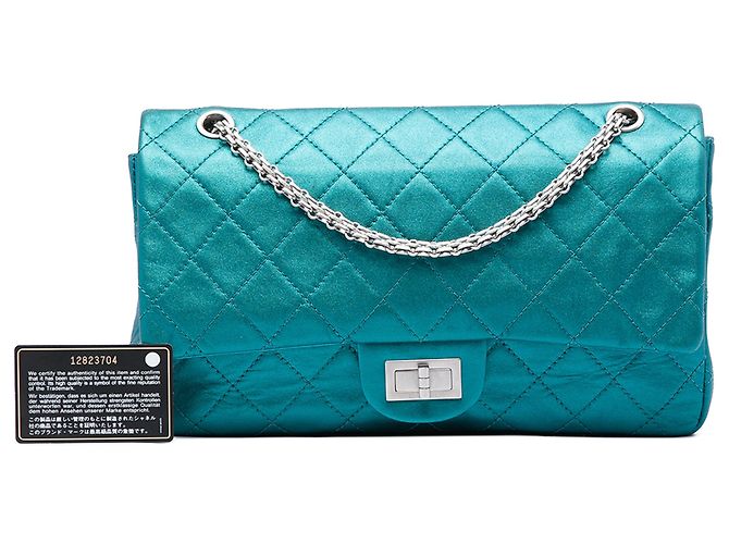 Chanel Blue Quilted Metallic Calfskin Reissue 2.55 Flap 227 Turchese - vista 7