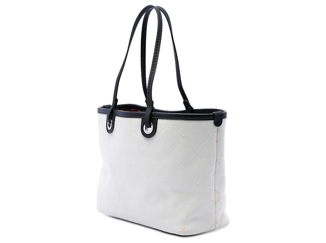 Tote Chanel White Quilted Caviar Shopping Fever Bianco - vista 2
