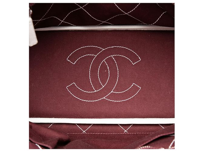 Tote Chanel White Quilted Caviar Shopping Fever Bianco - vista 4