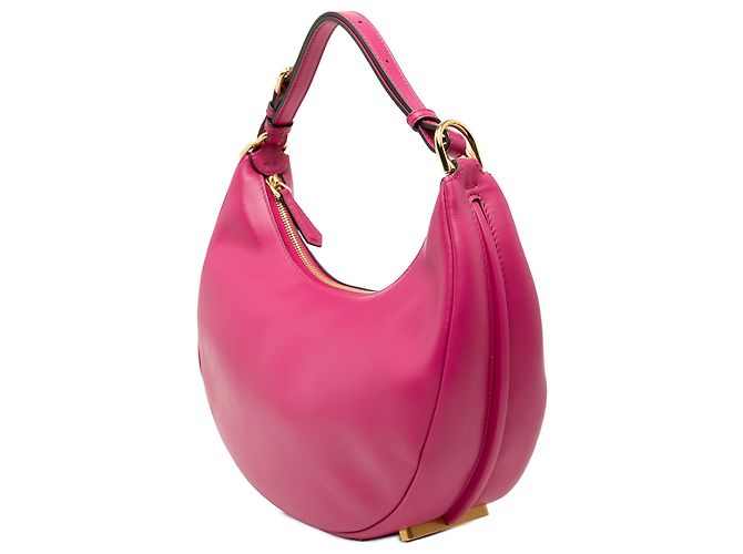Fendi Borsa Hobo Fendigraphy in pelle rosa, piccola - vista 2