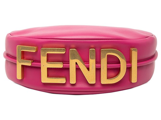 Fendi Borsa Hobo Fendigraphy in pelle rosa, piccola - vista 3