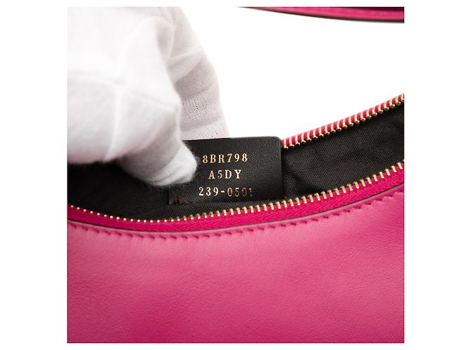 Fendi Borsa Hobo Fendigraphy in pelle rosa, piccola - vista 6