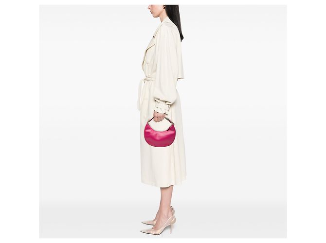 Fendi Borsa Hobo Fendigraphy in pelle rosa, piccola - vista 7