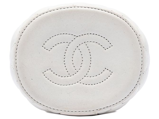 Chanel Crown Box Tasche aus weißem gestepptem Lammleder Small - Ansicht 3