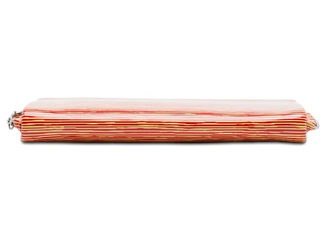 Clutch Chanel Red CC Patent Striped Chain Around - vista 3