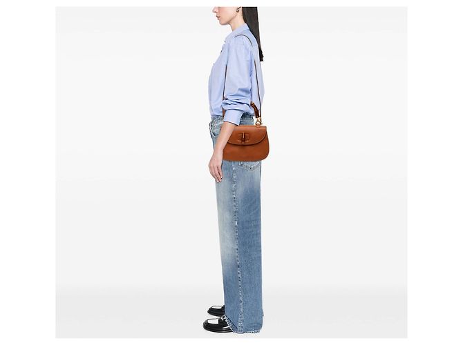 Gucci Pelle di vitello granulata marrone Bamboo Night - vista 7