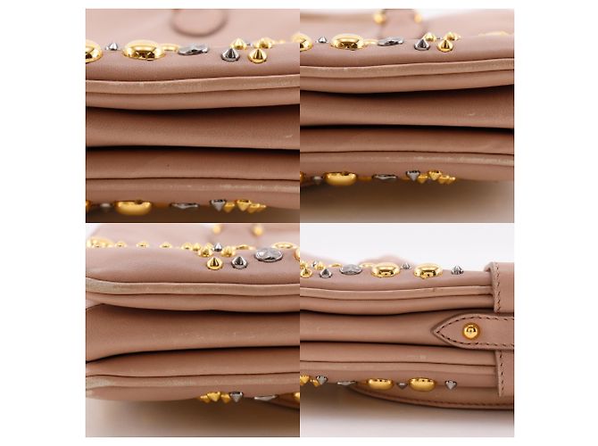 Borsa a mano in pelle borchiata Miu Miu Beige - vista 12