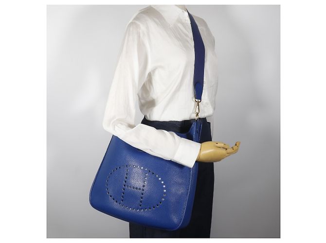 Hermès Borsa a Spalla Hermes Evelyne 1 GM Blu - vista 19