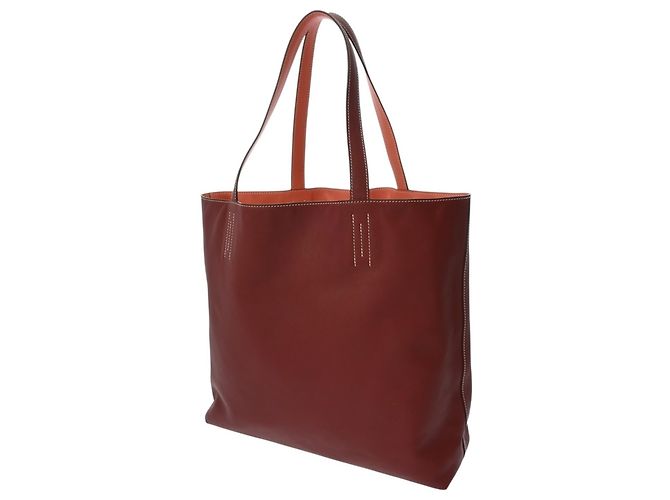 Hermès Borsa Tote HERMES Double Sens 45 Rosso Corallo - vista 5