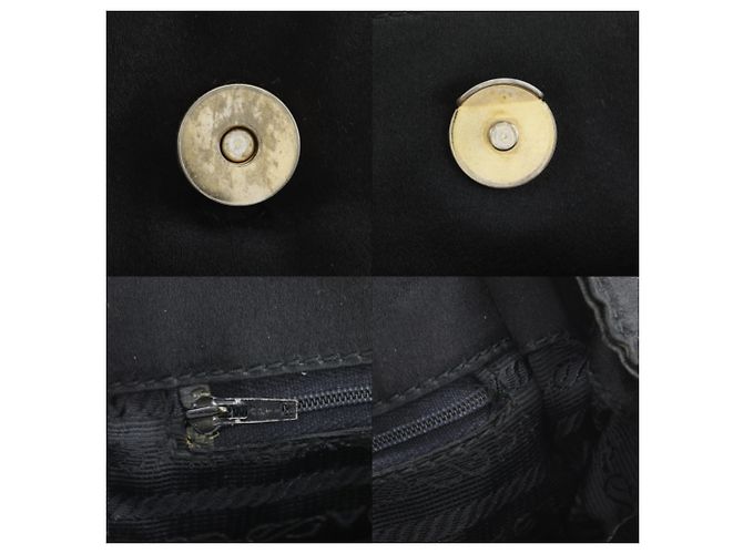 Borsa a tracolla Prada in raso nero con logo e frange - vista 10