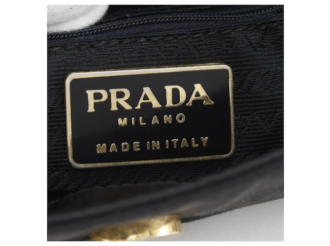 Borsa a tracolla Prada in raso nero con logo e frange - vista 14