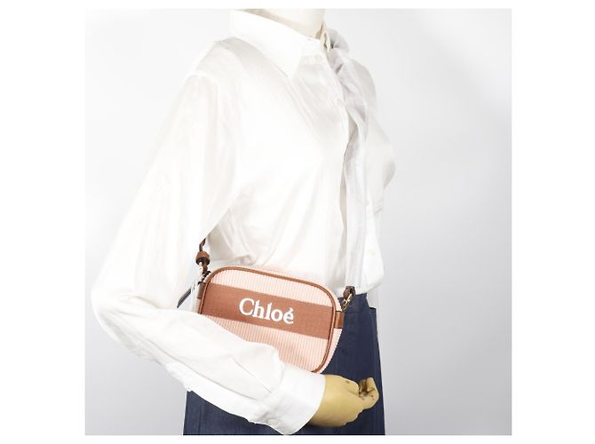 Borsa Camera Chloé in velluto a coste rosa - vista 12