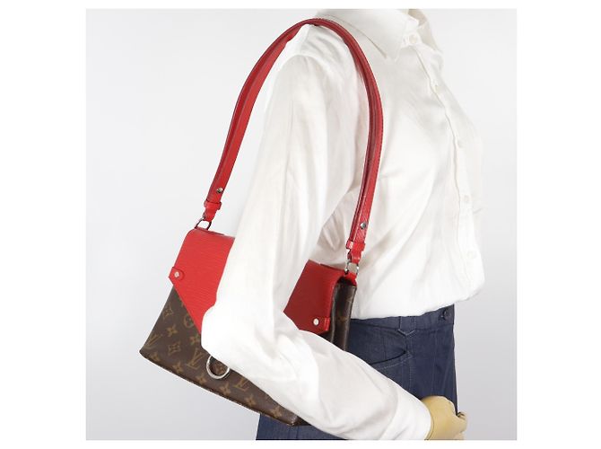 Borsa a Spalla Louis Vuitton Saint Michel Marrone Rosso - vista 18