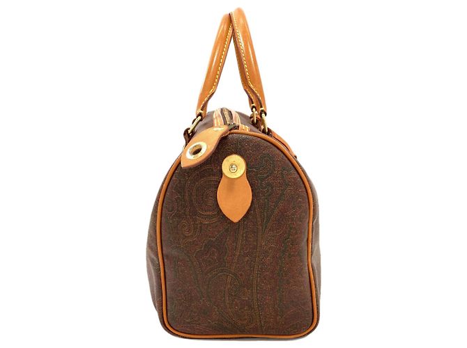 Borsa Boston in PVC marrone Etro - vista 3