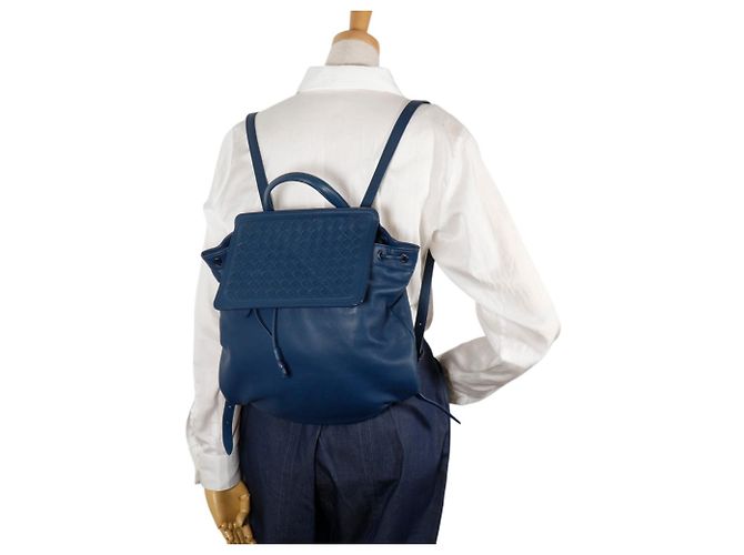Zaino Bottega Veneta Intrecciato Blu - vista 15