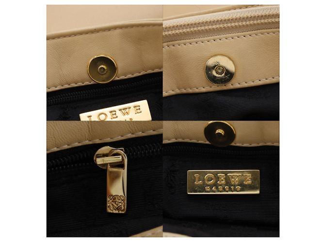 Borsa a tracolla in pelle di vitello beige Loewe - vista 13