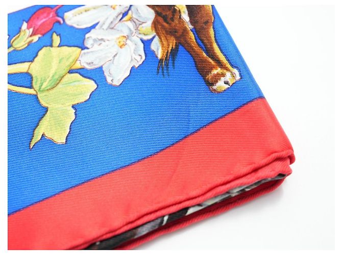 Carré Hermès Faune et Flore du Texas Wildlife 90 cm di Kermit Oliver Marrone Rosa Bianco Rosso Blu D'oro Verde - vista 16