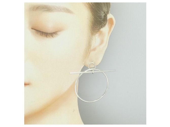 Hermès Pendientes de botón Echappet en plata Hermes - vista 4
