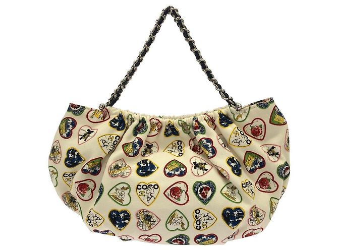 Borsa Chanel 31412 in tela avorio Crudo - vista 2