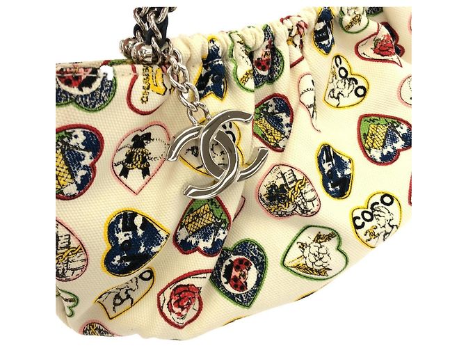 Borsa Chanel 31412 in tela avorio Crudo - vista 4