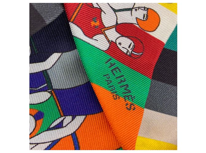 Hermès Pañuelo de seda Twilly Hermes Roja Verde Naranja - vista 4