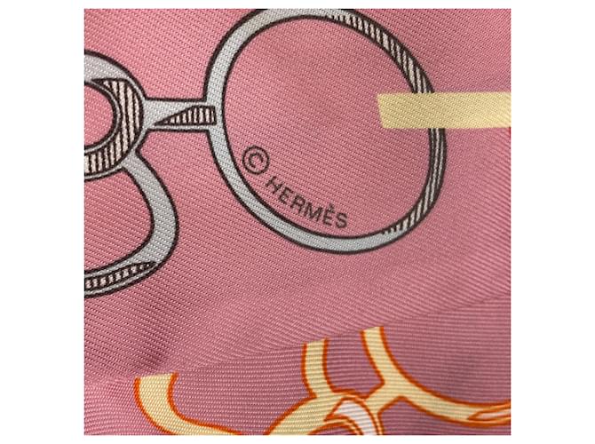 Hermès Foulard in seta Twilly Hermes Rosa Beige - vista 5