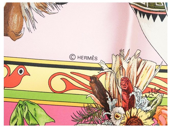 Carré Hermès Kachina di Kermit Oliver in seta 90cm Rosa Multicolore - vista 8