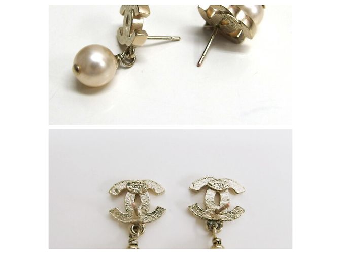 Orecchini Chanel Coco Mark Swing in perle sintetiche Bianco D'oro - vista 4
