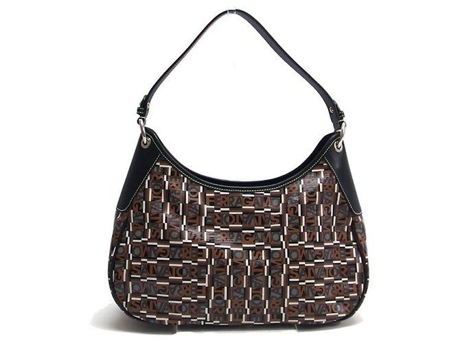 Borsa a tracolla stampata Salvatore Ferragamo Nero Multicolore Marrone scuro - vista 2