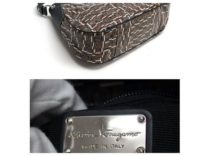 Borsa a tracolla stampata Salvatore Ferragamo Nero Multicolore Marrone scuro - vista 4