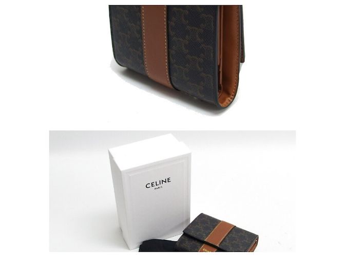 Céline Portafoglio piccolo trifold Celine Marrone Marrone scuro - vista 3